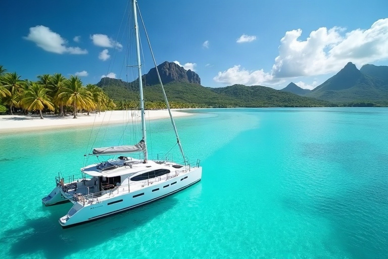 Catamaran cruise mauritius west coast to Île aux Bénitiers and Crystal Rock